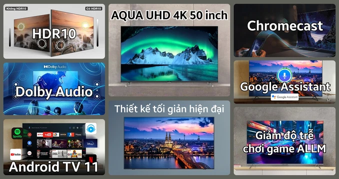 Google Tivi AQUA UHD 4K 50 inch 2024 (AQT50K800UG)