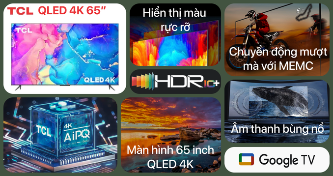 Google Tivi QLED TCL 4K 65 inch 65Q636
