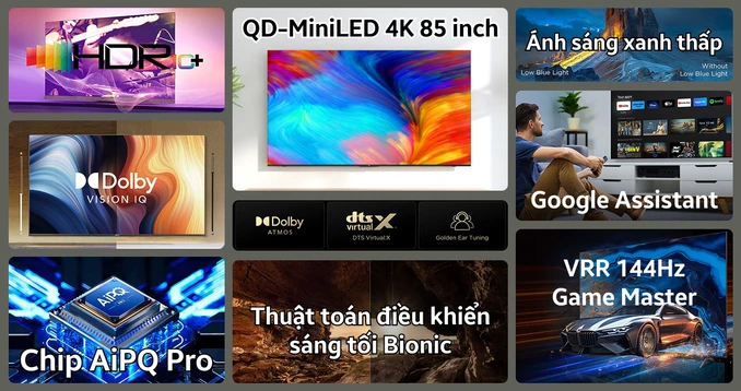 Google tivi TCL QD-MiniLED 144Hz 4K 85 inch 2025 (85C8K)