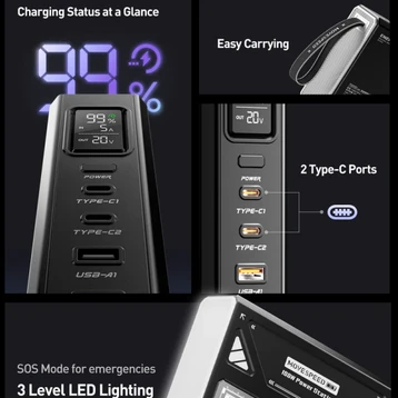 Pin dự phòng MoveSpeed 70000mAh 145W 2C2A tích hợp màn hình, đèn pin LED, SOS mode Z70Promax - 7