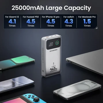 Pin dự phòng MoveSpeed 25000mAh 145W 2C1A kèm cáp C-C 100W có màn hình M25 - 4