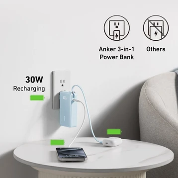 Pin sạc dự phòng Anker 10000mAh 30W tích hợp cáp USB-C có chân cắm A1637 Pin sạc dự phòng Anker 10000mAh 30W tích hợp cáp USB-C có chân cắm A1637 - 6