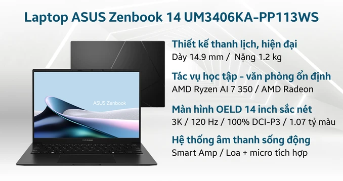 Laptop ASUS Zenbook 14 UM3406KA-PP113WS