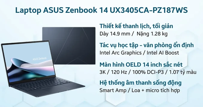 Laptop ASUS Zenbook 14 UX3405CA-PZ187WS