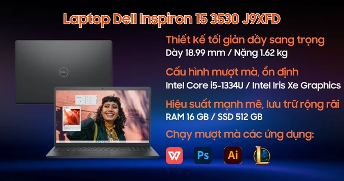 Laptop Dell Inspiron 15 3530 J9XFD - Nhập khẩu chính hãng