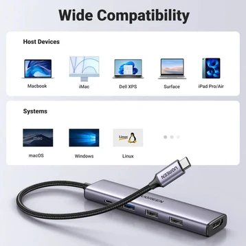 Hub chuyển đổi Ugreen USB-C 5 IN 1 CM478 15495