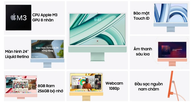 iMac M3 24 inch 8GB 256GB | Giá rẻ, trả góp 0% iMac M3 24 inch 8GB 256GB | Giá rẻ, trả góp 0%