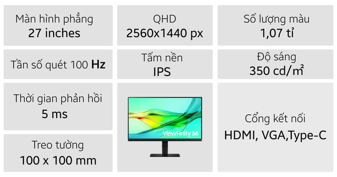 Màn hình Samsung Viewfinity S6 LS27D604 27 inch