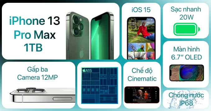 iPhone 13 Pro Max 1TB I Chính hãng VN/A