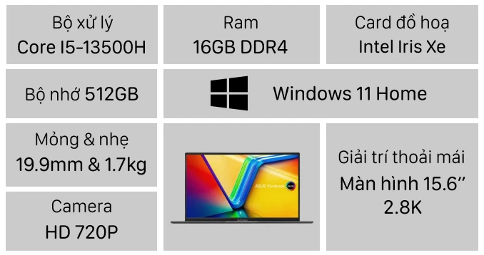 Laptop ASUS Vivobook 15 OLED A1505VA MA468W