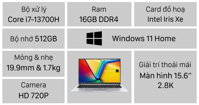 Laptop ASUS Vivobook 15 OLED A1505VA-MA492W