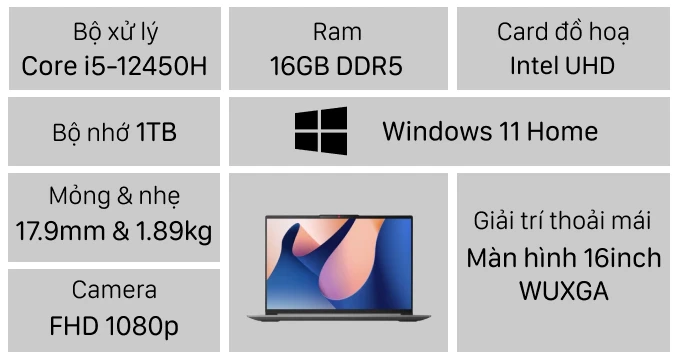 Laptop Lenovo Ideapad Slim 5 16IAH8 83BG004EVN