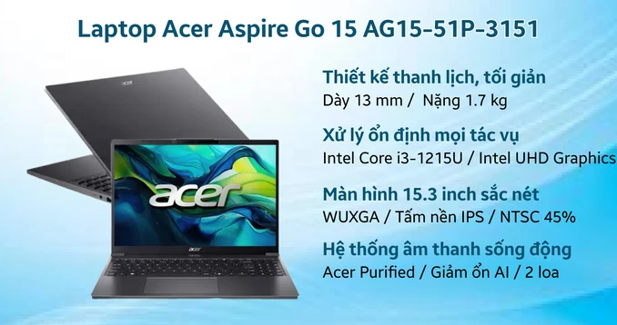Laptop Acer Aspire Go 15 AG15-51P-3151