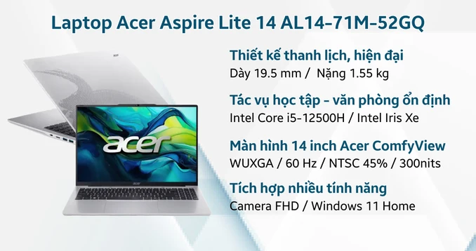 Laptop Acer Aspire Lite 14 AL14-71M-52GQ