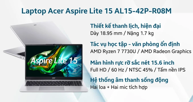 Laptop Acer Aspire Lite 15 AL15-42P-R08M