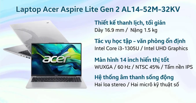 Laptop Acer Aspire Lite Gen 2 AL14-52M-32KV