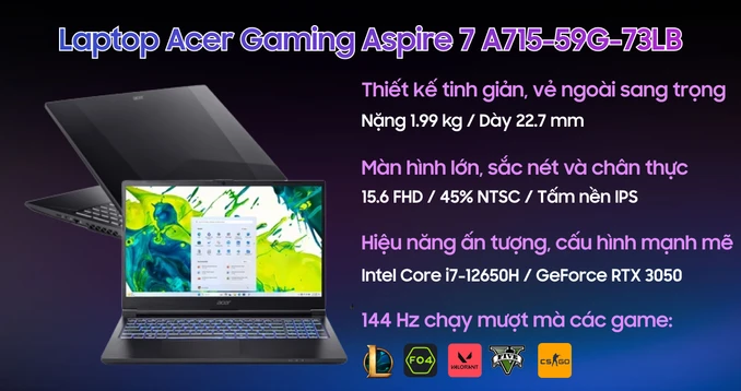 Laptop Acer Gaming Aspire 7 A715-59G-73LB