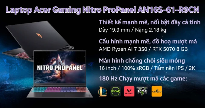 Laptop Acer Gaming Nitro ProPanel AN16S-61-R9CN - 1