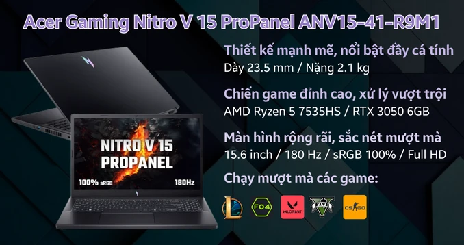 Laptop Acer Gaming Nitro V 15 ProPanel ANV15-41-R9M1