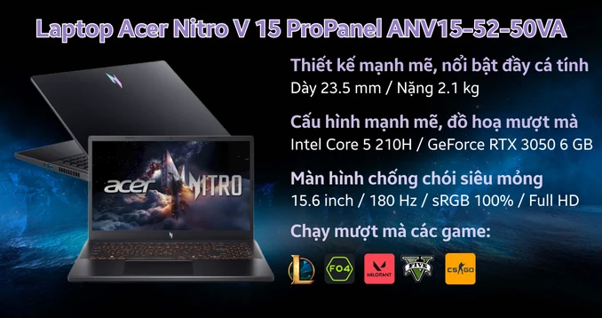 Laptop Acer Gaming Nitro V 15 ProPanel ANV15-52-50VA