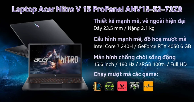 Laptop Acer Gaming Nitro V 15 ProPanel ANV15-52-73Z8