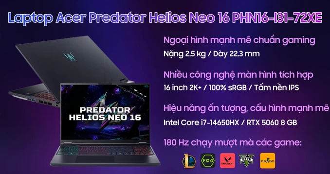 Laptop Acer Gaming Predator Helios Neo 16 PHN16-I31-72XE - 1