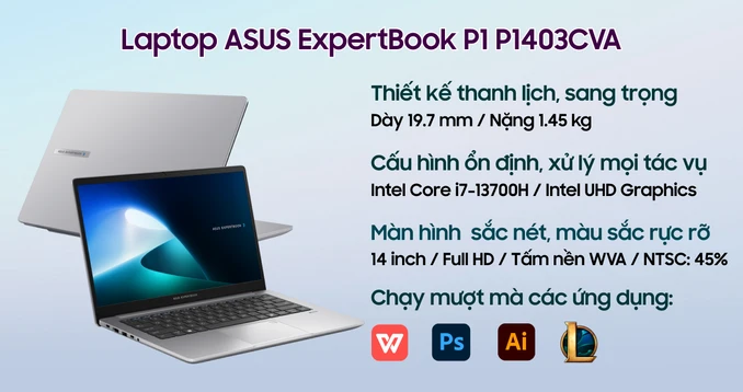 Laptop ASUS ExpertBook P1 P1403CVA-I7SE16-63WS