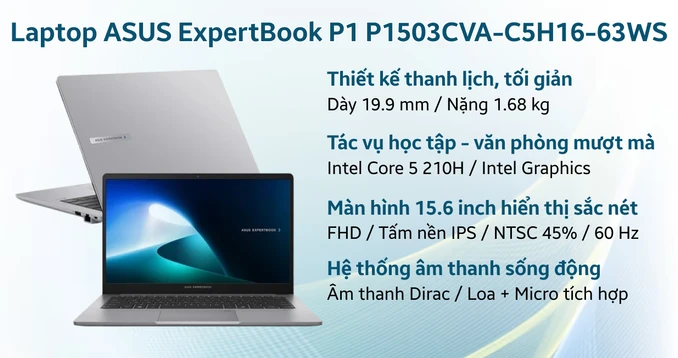 Laptop ASUS ExpertBook P1 P1503CVA-C5H16-63WS