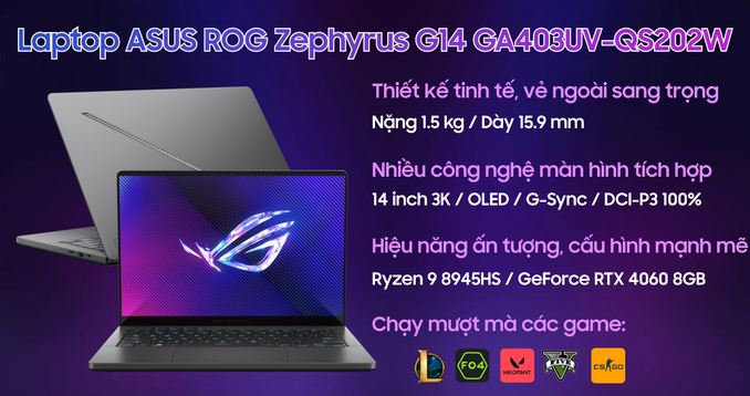 Laptop ASUS Gaming ROG Zephyrus G14 GA403UV-QS202W