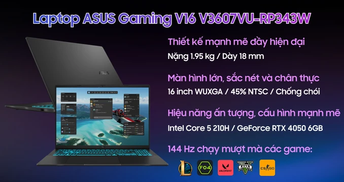 Laptop ASUS Gaming V16 V3607VU-RP343W