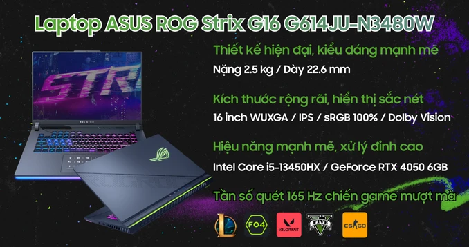 Laptop ASUS ROG Strix G16 G614JU-N3480W Giá rẻ, trả góp 0%