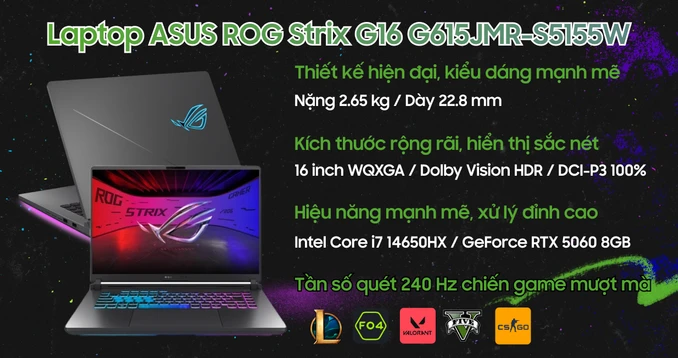 Laptop ASUS ROG Strix G16 G615JMR-S5155W