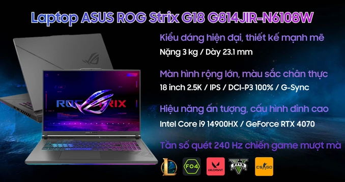 Laptop ASUS ROG Strix G18 G814JIR-N6108W