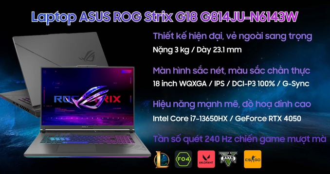Laptop ASUS ROG Strix G18 G814JU-N6143W