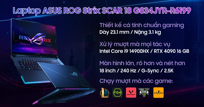 Laptop ASUS ROG Strix SCAR 18 G834JYR-R6199