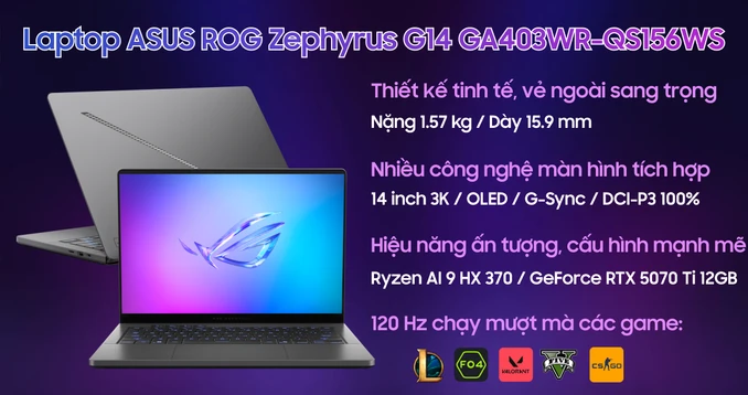 Laptop ASUS ROG Zephyrus G14 GA403WR-QS156WS