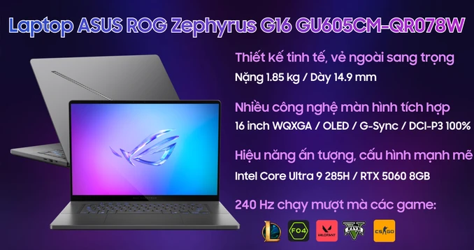 Laptop ASUS ROG Zephyrus G16 GU605CM-QR078W