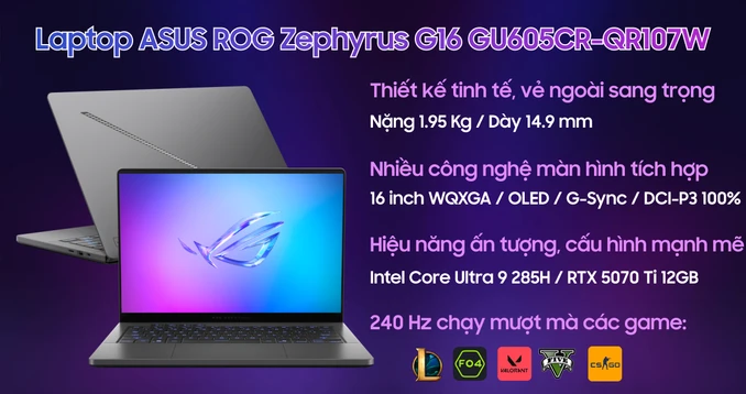 Laptop ASUS ROG Zephyrus G16 GU605CR-QR107W