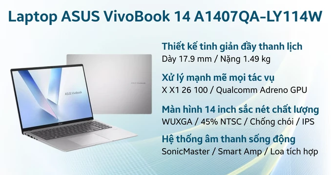 Laptop ASUS VivoBook 14 A1407QA-LY114W