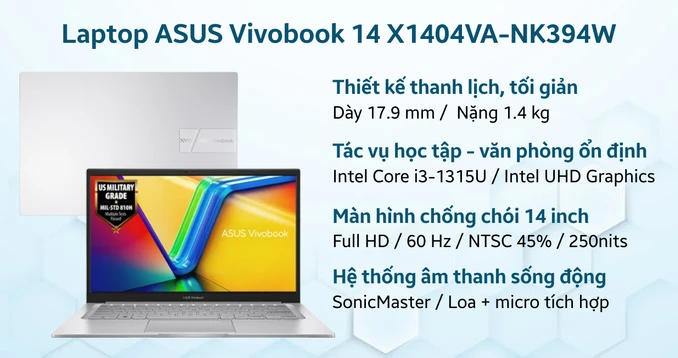 Laptop ASUS Vivobook 14 X1404VA-NK394W