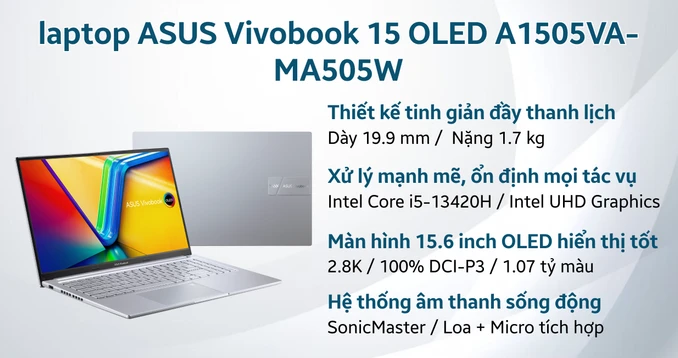 Laptop ASUS Vivobook 15 OLED A1505VA-MA505W
