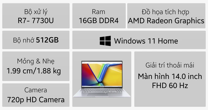 Laptop ASUS Vivobook 16 M1605YA-MB303W