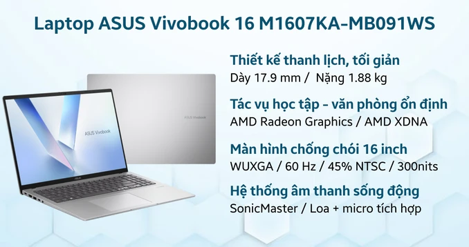 Laptop ASUS Vivobook 16 M1607KA-MB091WS