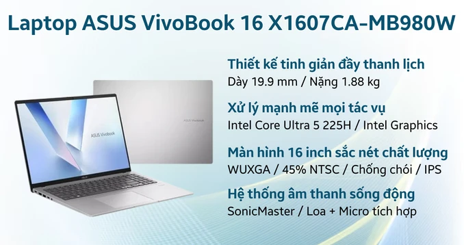 Laptop ASUS VivoBook 16 X1607CA-MB980W