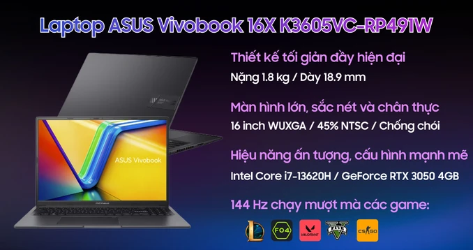 Laptop ASUS Vivobook 16X K3605VC-RP491W