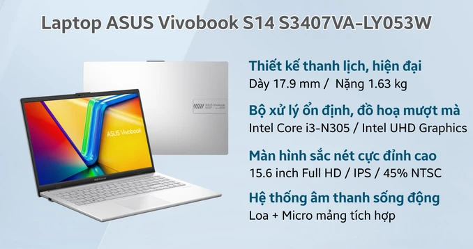 Laptop ASUS Vivobook Go 15 E1504GA-BQ1141W