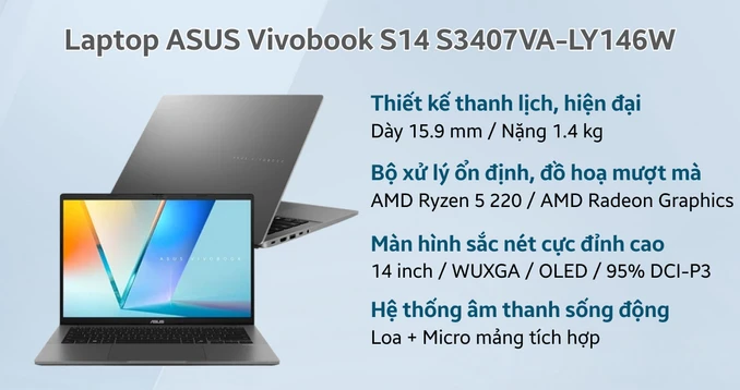 Laptop ASUS VivoBook S14 M3407HA-SF480W