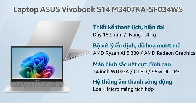 Laptop ASUS Vivobook S14 M3407KA-SF034WS