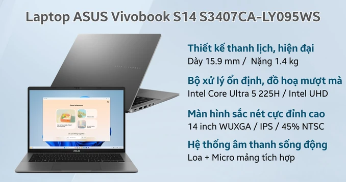 Laptop ASUS Vivobook S14 S3407CA-LY095WS