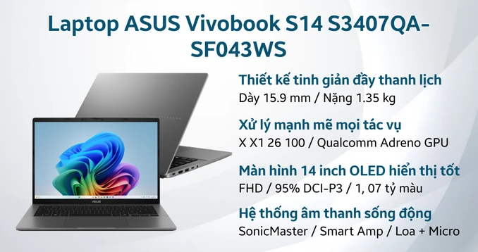 Laptop ASUS Vivobook S14 S3407QA-SF043WS